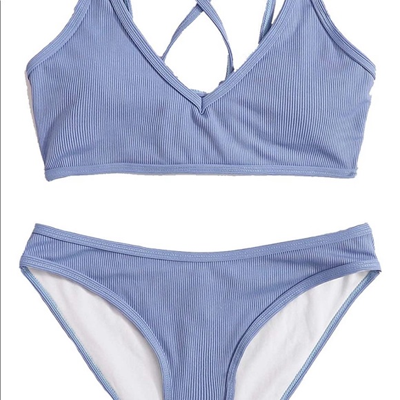 🛑SOLD🛑Women's Criss Cross Back Bikini Ribbed Swimsuit - Picture 8 of 9